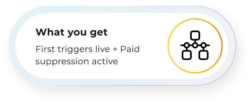 What you get: First triggers live + Paid suppression active