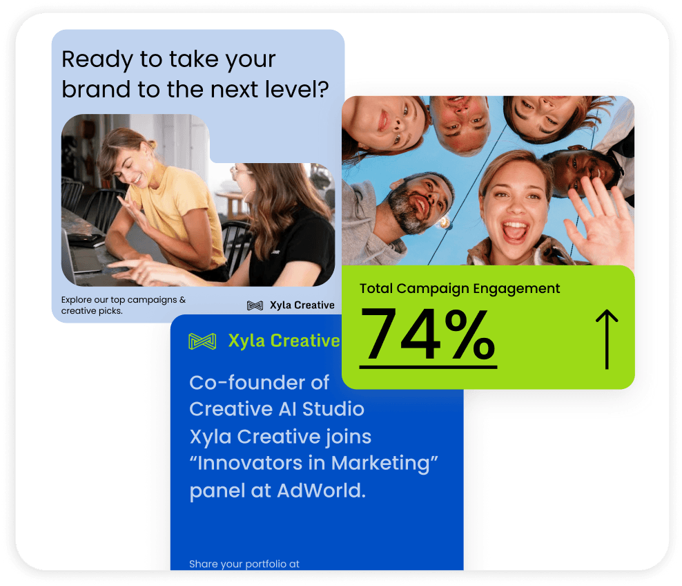 Search marketing dashboard with campaign engagement and AI-era discovery themes