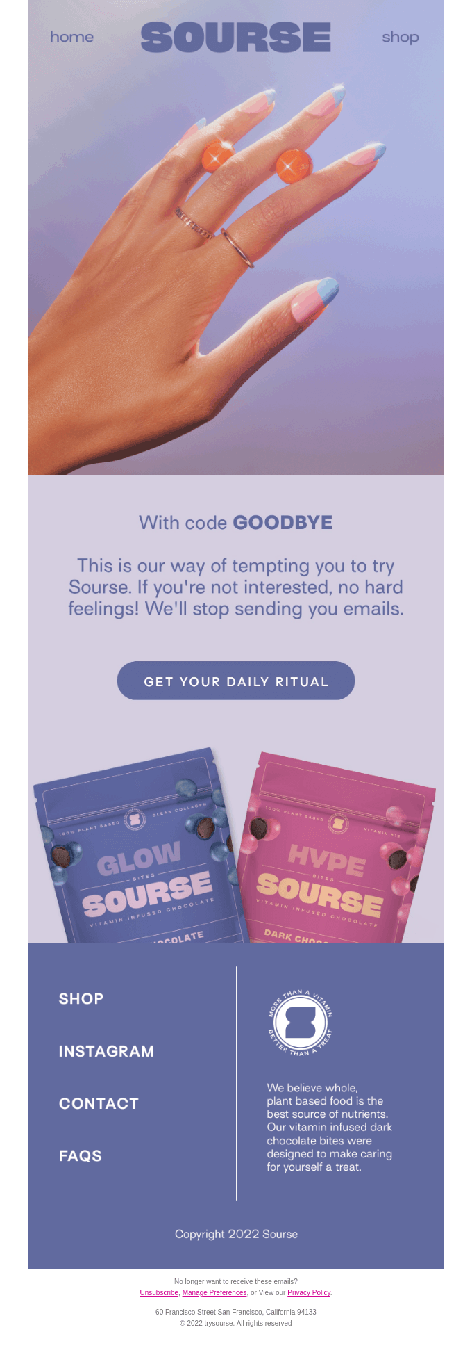 Sourse win back email example